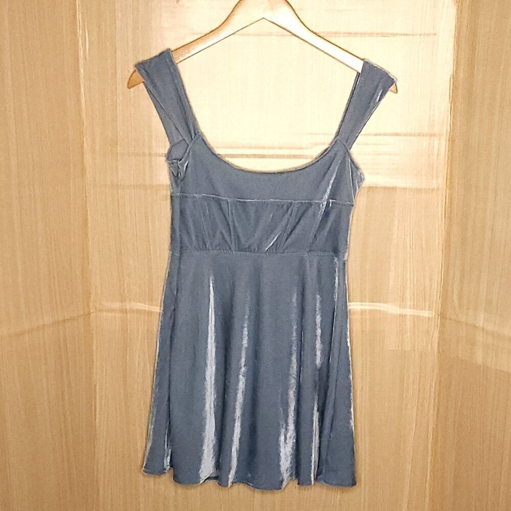 Urban Outfitters Blue Velvet Sleeveless Mini Dress Small
